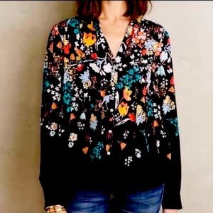 Anthropology Maeve Woodland Creature Button Up Blouse